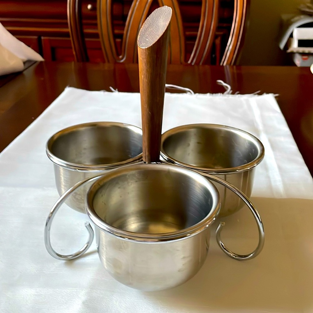 Vintage mid century modern stainless steel condiment server